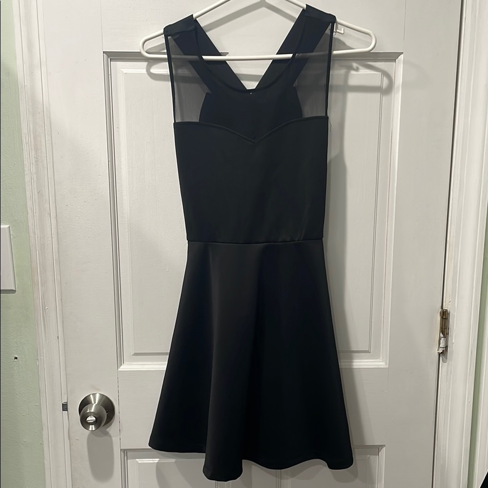 Black Fit and Flare Sleeveless V-Neck Cocktail Dress
